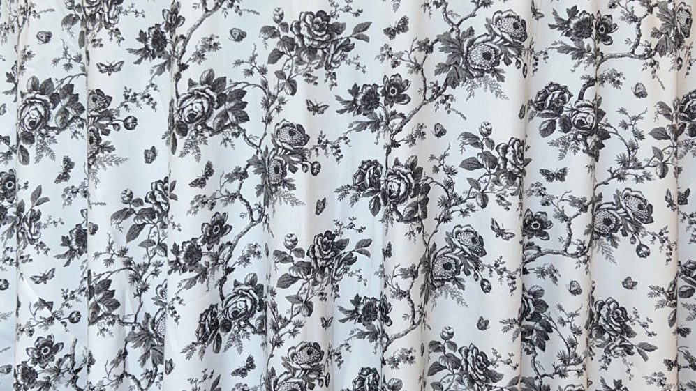 Black Toile Table linens, runners and napkins for rental.